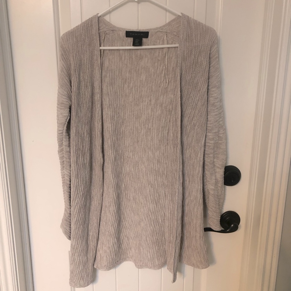 Tahari open front linen cotton cardigan